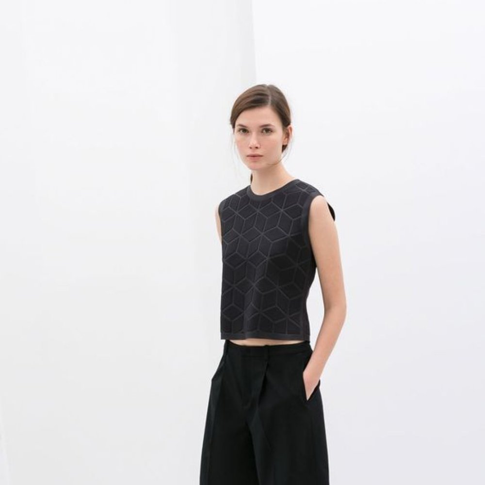 Rare -  Zara Technical Geometric Neoprene Scuba Top